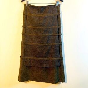 OBAKKI Sz 2 Wool Blend Lined Slight A Line Straps Bows Zipper Closure Skirt